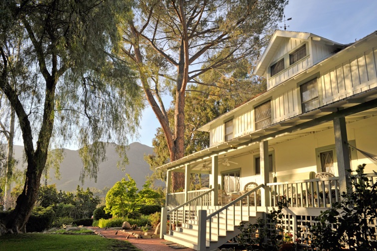 The Churchill Residence and its broad veranda in the Ojai Valley